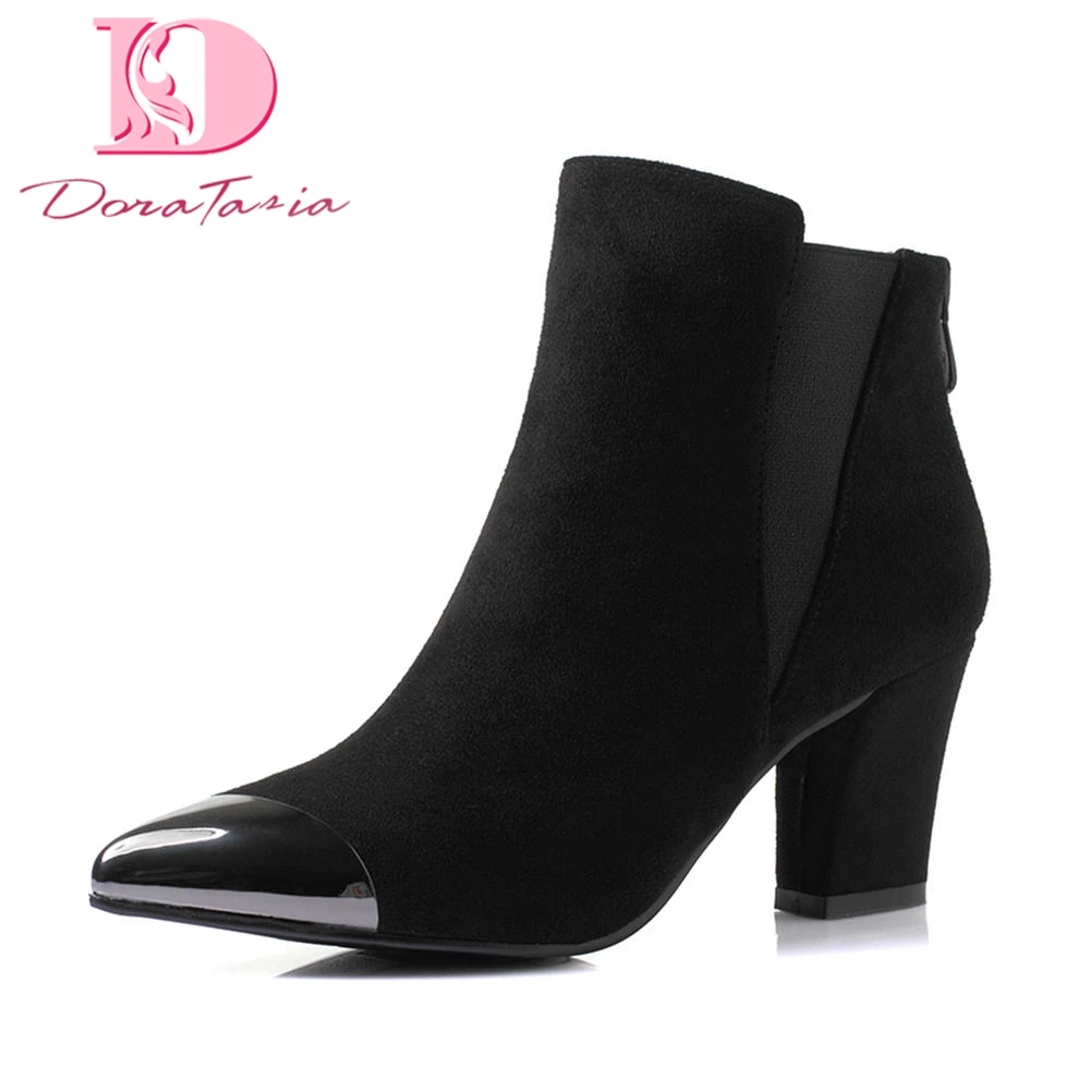

Doratasia Large Size 33-40 New Fashion Pointed Toe office lady Boots Woman Shoes high Heels Shoes Woman Ankle Boots Female