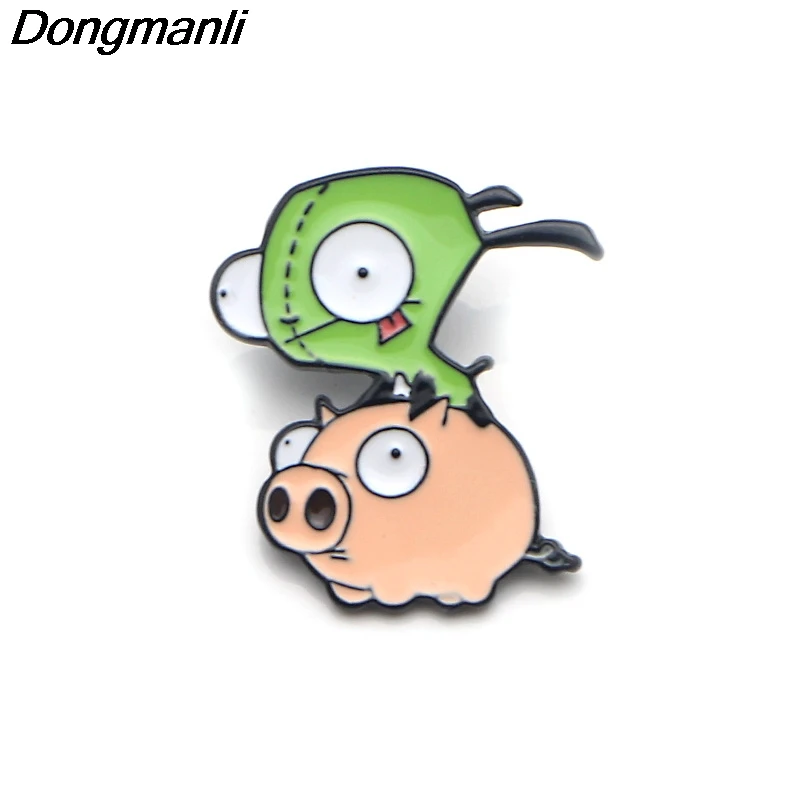 

P3676 Dongmanli Alien Invader ZIM Cute Metal Enamel Pins and Brooches for Lapel Pin Backpack Bags Badge Cool Gifts