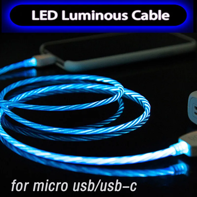 

Led Luminous Charging Cable USB C Usbc Kabel for Xiaomi Mi 9 Pro Redmi Note 8 Pro Samsung Galaxy A8s S10 USB Phone Charger Cable