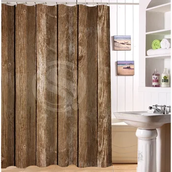 

New Bathroom Fashion Vintage Rustic Old Barn Wood Shower Curtains Waterproof And Mildew-proof With 122 x 182cm