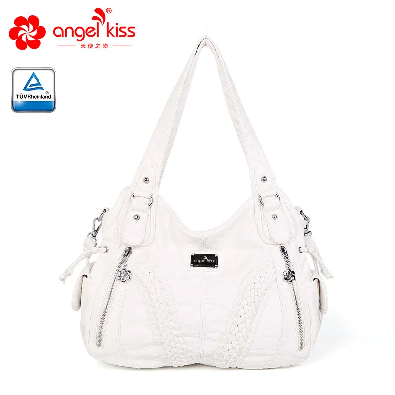 Бренд Angelkiss,, женская сумка из искусственной кожи, женские сумочки, одноцветные сумки на плечо, сумки-мессенджеры для женщин - Цвет: Белый