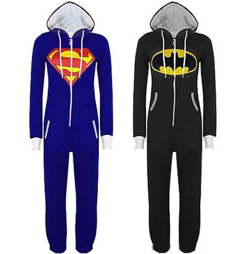 

New Unisex Pyjamas Superhero Adult Onesies Men Women Batman Superman Pajamas Sleepwear Onesies For Adults