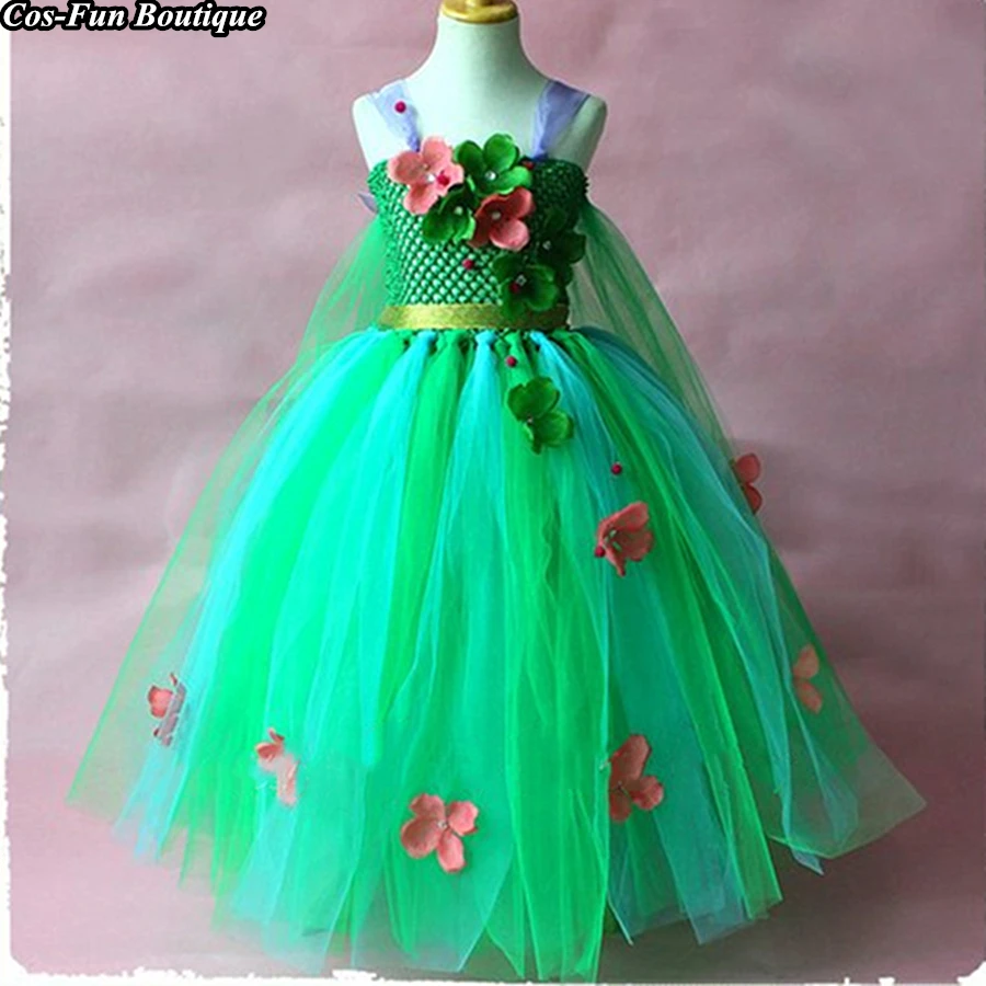 

Fever Elsa Inspired Green Cosplay Tutu Dress Green Garden Girl Princess Tutu Dress Children Birthday Party Fairy Costume