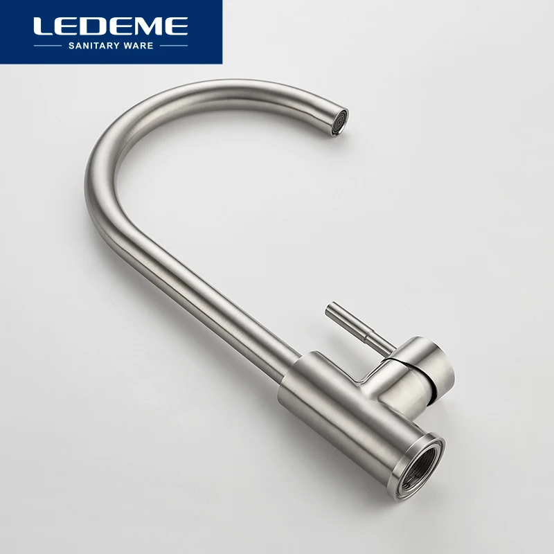Kaufen LEDEME Klassische Küche Wasserhahn Edelstahl Gebürstet Prozess Swivel Becken Wasserhahn 360 Grad Rotation Edelstahl Wasserhahn