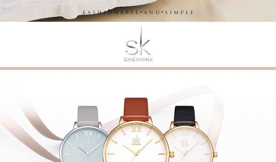 Shengke Брендовые женские часы, простые кожаные Наручные часы, женские роскошные золотые часы с циферблатом, Mixmatch Relogio Feminino, коричневые кожаные
