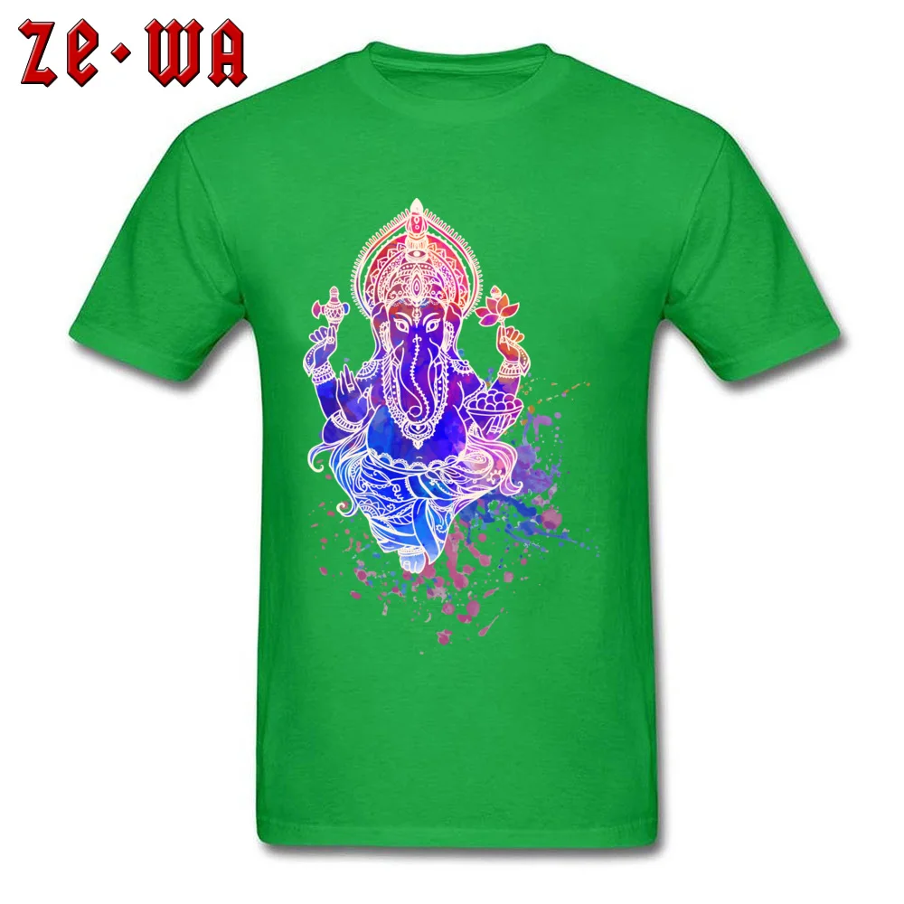 ganesha shiva ganesh201897Y Short Sleeve Tops Shirt Crew Neck Cotton Fabric Man T-Shirt Design Tops Shirts New Arrival ganesha shiva ganesh201897Y green