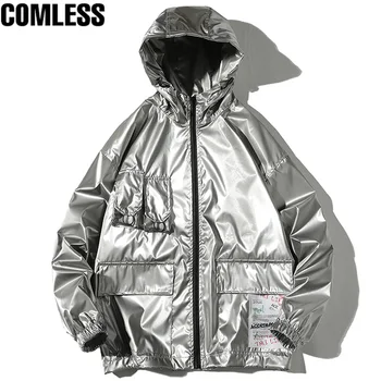 

2019 New Spring Trend Bright Leather Jacket Hooded Multi-pocket Fashion Design Men's Jackets and Coats Clothes Big Size 4XL 5XL