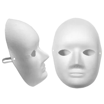 

5Pcs Costume Men Women Adult Cosplay Biodegradable DIY Hand-painted Fancy Dress Face Unpainted White Blank Party Plain