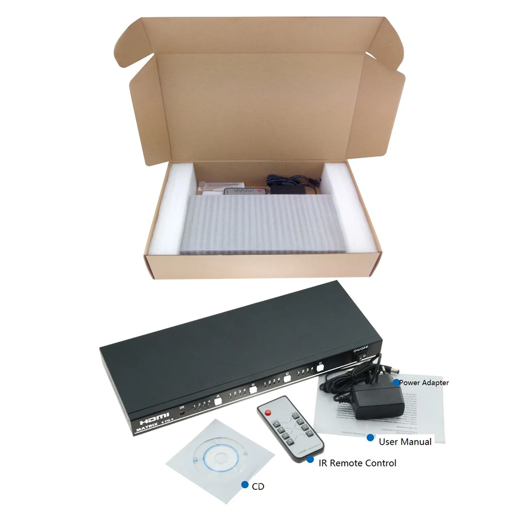 Aikexin HDMI Splitter Switch 4 input 4 ouput HDMI True Matrix 4X4 Support IR Remote RS232 Switch 3D 1080P HDMI Matrix 4 in 4 out Aikexin HDMI Splitter Switch 4 input 4 ouput HDMI True Matrix 4X4 Support IR Remote RS232 Switch 3D 1080P HDMI Matrix 4 in 4 out