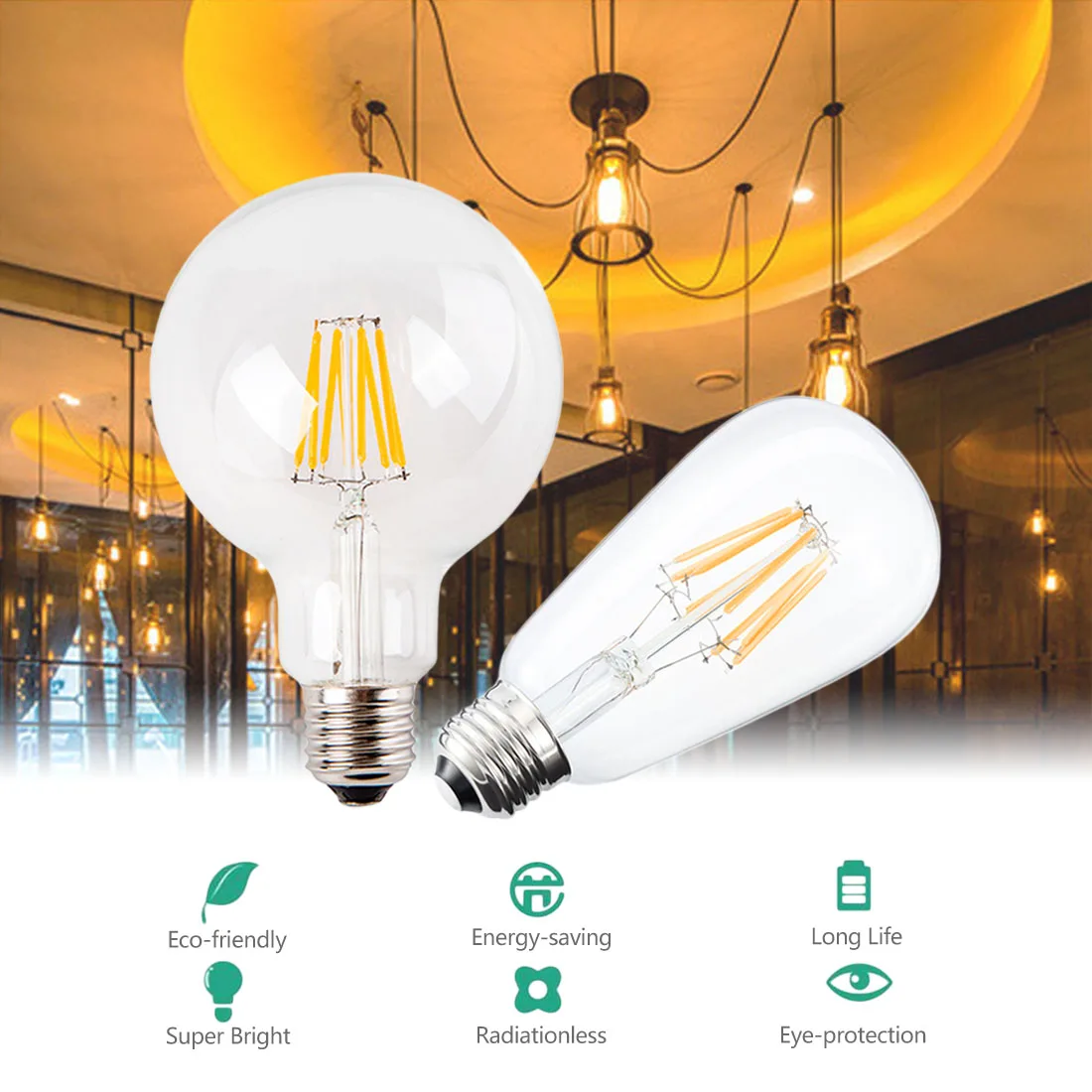 E14 Vintage Candle LED Filament Bulb E27 Retro Edison Lamp Light Globe Chandelier Lighting COB Home Decor Energy Saving Hot sale