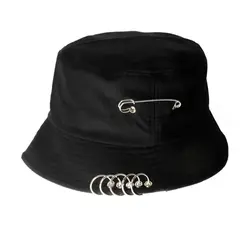 Однотонные железные кольца с булавками, индивидуальная шляпа-ведро, кепка для мужчин и женщин, хлопковые шляпы для рыбаков, Заводская