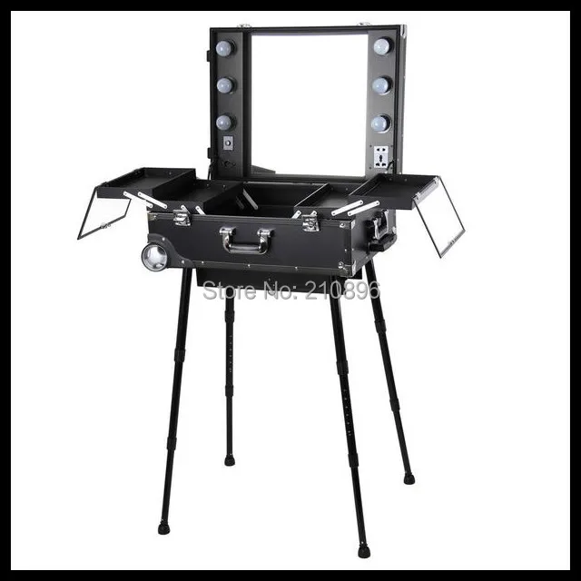 Professionnel Cosmétique Trousse Maquillage Miroir Station Avec De Chariot Lumières Pvc Studio Des dgp5xwdqz
