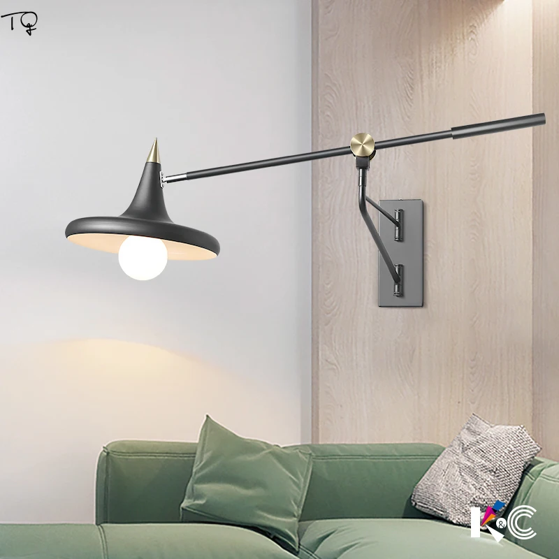 

Adjustable Long Arms Wall Lamp Bedroom Living Room Reading Industrial Design Nordic Retro Modern Led Wall Sconce Light Fixtures