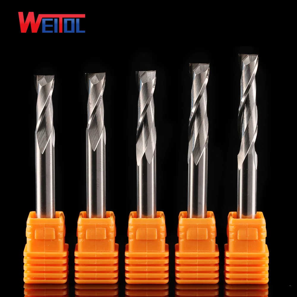 

WeiTol 5A 6 mm double edge milling cutter spiral cutters CNC engraving tool spiral bits MDF Wood cutting