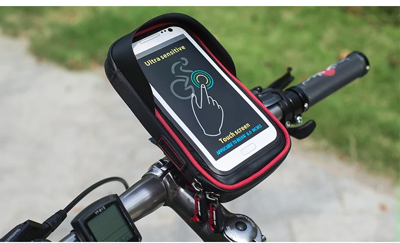 Best 2017 NEW 6.0 inch Waterproof TPU Touch Screen Bike Bags Bicycle Handlebar Pouch Bags New Design MTB Bike Cycling Accessories 22