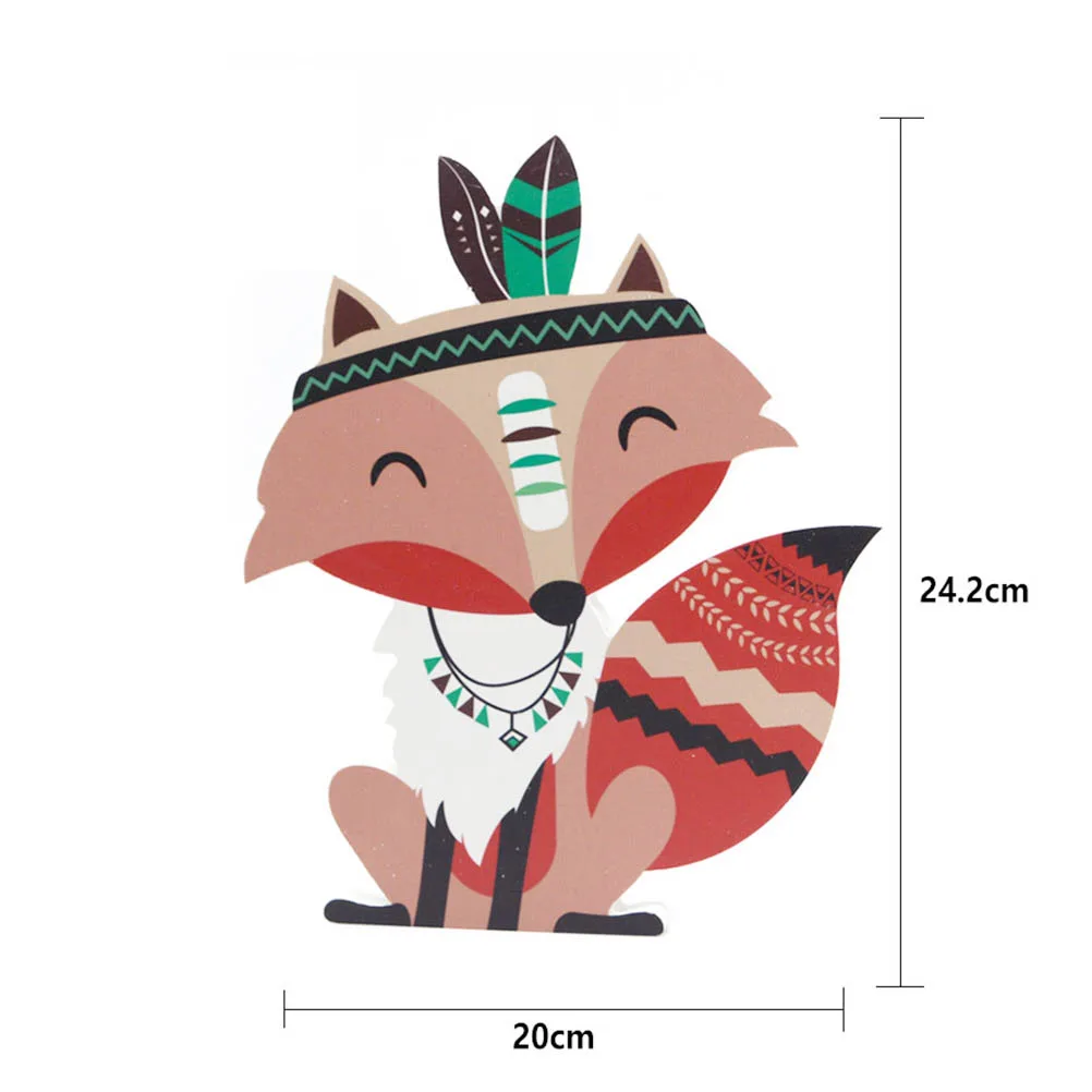 Cute Vivid-color Cartoon Fox Wall Sticker Wood-Plastic Composite Board Wall Art Decor Prints for Children Baby Kids Room