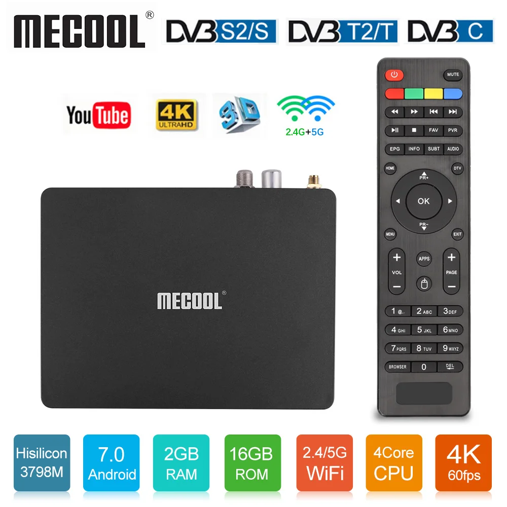 

Mecool K6 DVB-S2 DVB-T2 Android TV Box Hisilicon Hi3798M 2GB RAM 16GB ROM 64bit 2.4/5GHz Dual Wifi BT4.1 4K Ultra HD MECOOL KM3