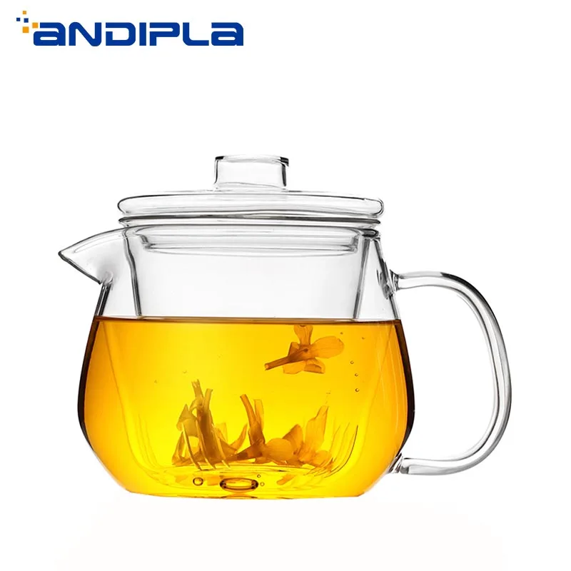 500ml Transparent Heat Resistant Glass Tea Pot Lemon Coffee Flower
