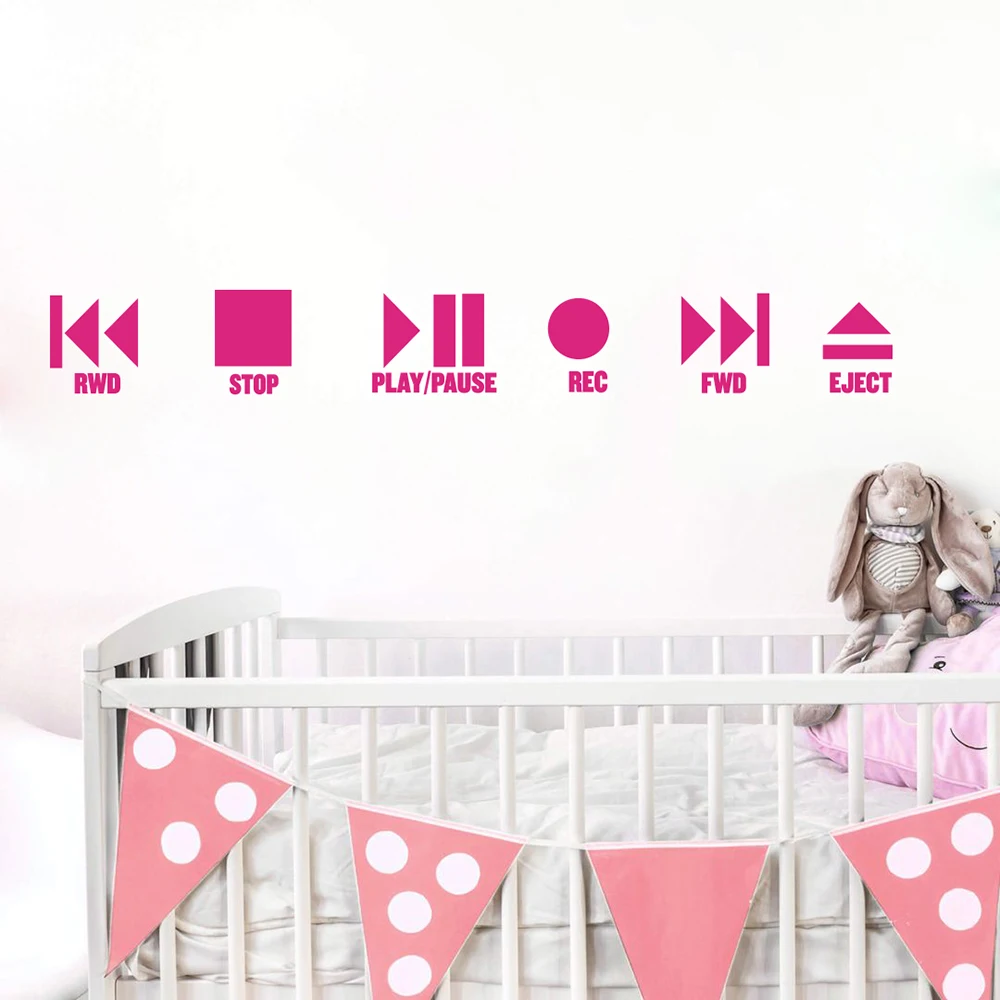 Cartoon Music  Musique Cinema  Play and stop Wall Decal School Roommate Music Push Button Wall Stickers Baby Nursery Vinyl Decor (3)