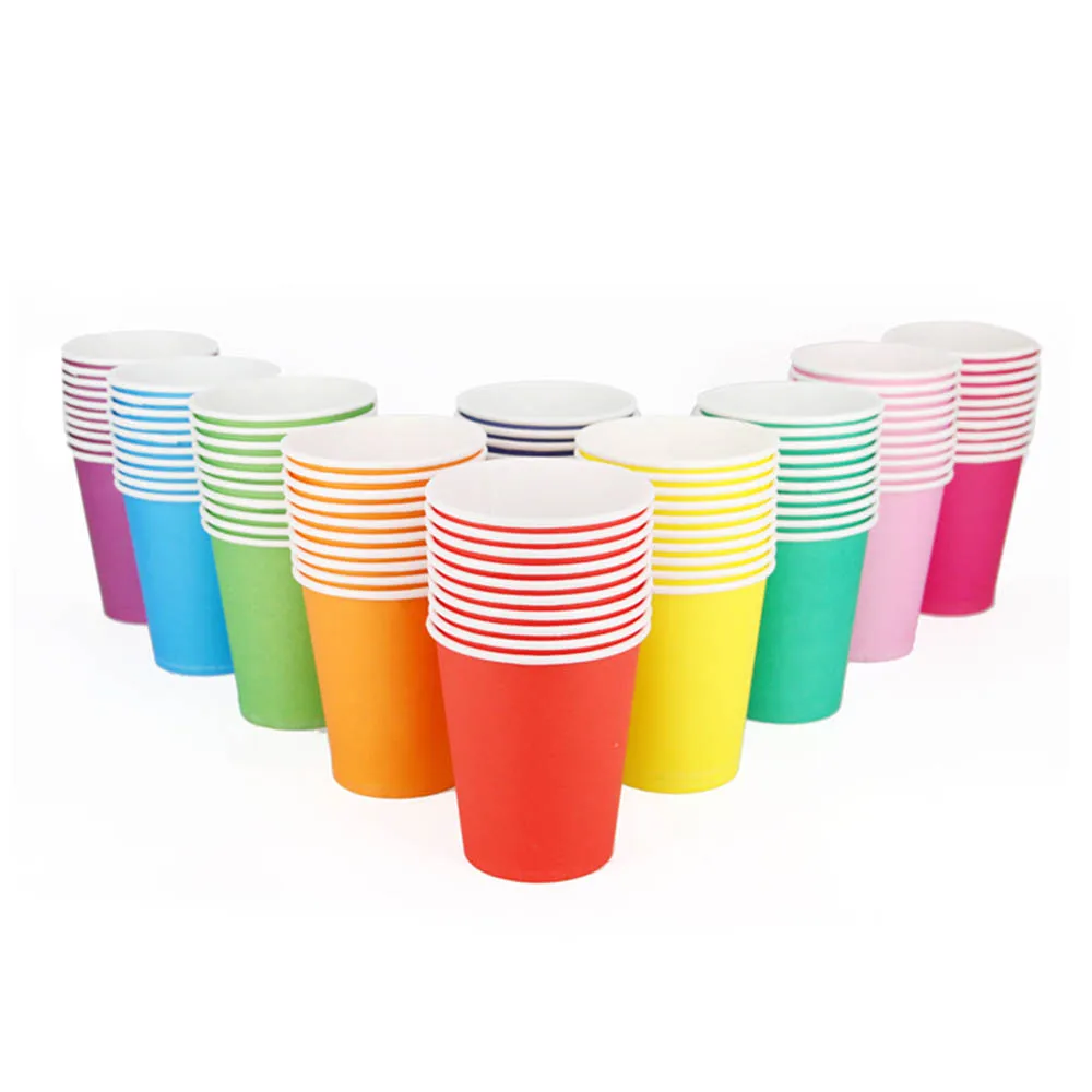 10 шт./Партия DIY цветные бумажные стаканчики для свадебной вечеринки, посуда для пикника, одноразовые стаканчики