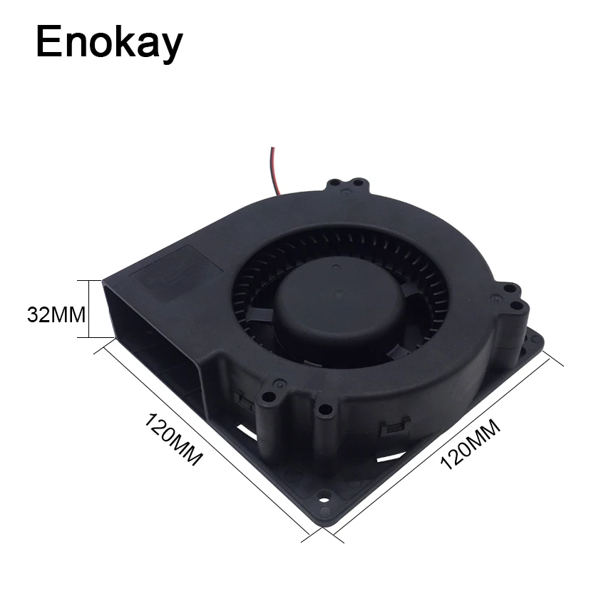 1pcs Enokay DC 12 Volt 2Pin 12032 120x120x32mm Ball Bearing Computer Blower Fan 120mm 3