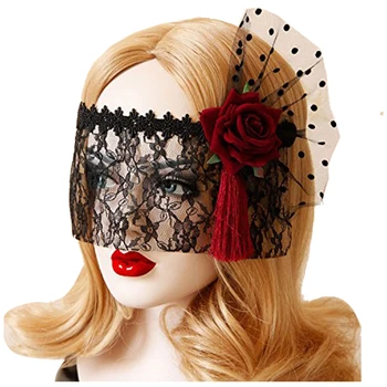 

SDFC-Retro Black Lace Veil Cover Headdress Funny Party Half Face Death COS Masks Sexy Eyemask Mask for Halloween Masquerade Pa