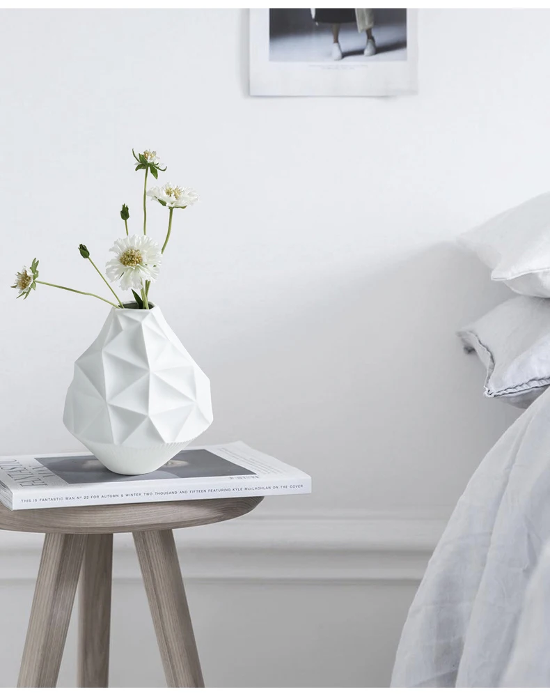 Скандинавский стиль, датский минималистичный дизайн, ваза оригами, Геометрическая керамическая ваза, домашняя мягкая декоративная керамическая художественная ваза