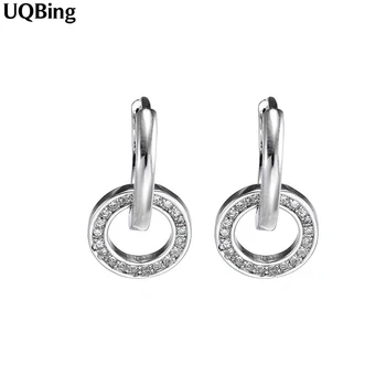 

2019 NEW 925 Silver Needle Rhinestone Circle Crystal From Austrian Long Earrings Temperament Korean Personality Wild Earrings