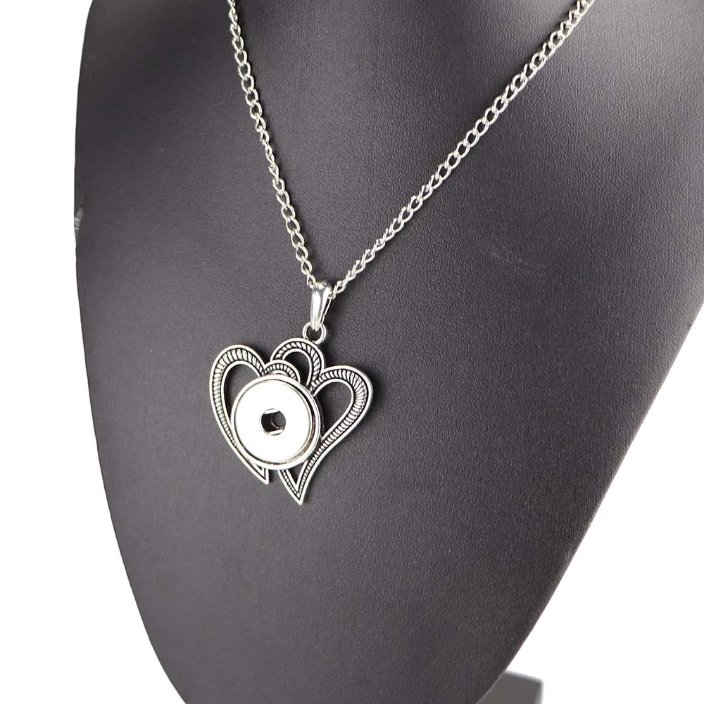 

New Love heart Necklaces Snap Button Necklace Fit 18mm Snap Buttons Pendant Necklaces Women Snap Jewelry