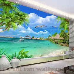Пользовательские 3D Настенные обои Европейский 3D натурального кокосового пейзаж настенная живопись Гостиная спальня ТВ диван фоне обоев