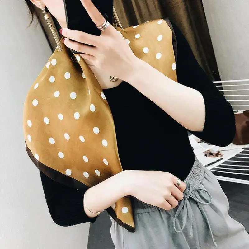 

Printing Hotel Waiter Flight Attendants Handkerchief rings women scarf silk feeling hair neck scarves square office