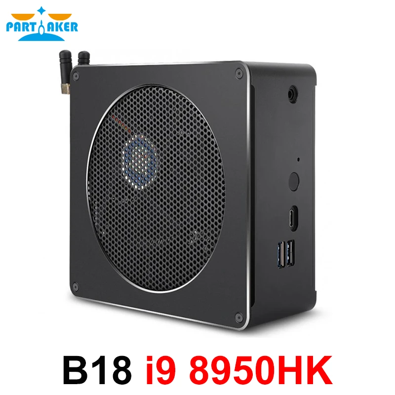 Partícipe Intel i9 8950HK 6 Core 12 hilos Mini PC Windows 10 Pro 2 * DDR4 AC Wifi computadora de escritorio HDMI