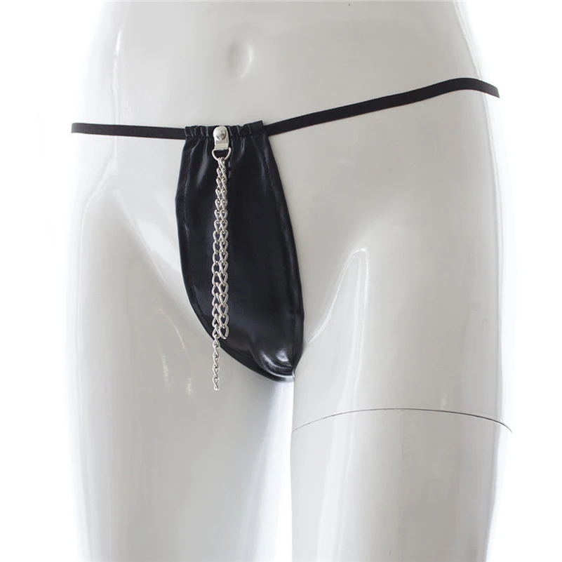 Женские кожаные трусики с цепочкой украшения женские трусики продукт больше удовольствия сексуальные костюмы черное нижнее белье стринги
