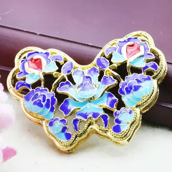 

5PCS Elegant Butterfly Flower Crafts Clothing Fitting Cloisonne DIY Beads Pendant Fashion Jewelry Making Design Copper 22*43mm