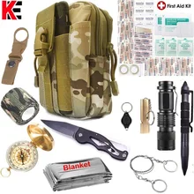 Выживание, первая помощь комплект для повседневного использования, спасательные инструменты усовершенствованная технология Molle мешочек тактическая кобура Ручка для отдыха на открытом воздухе Шестерни во-первых вспомогательные приспособления компас