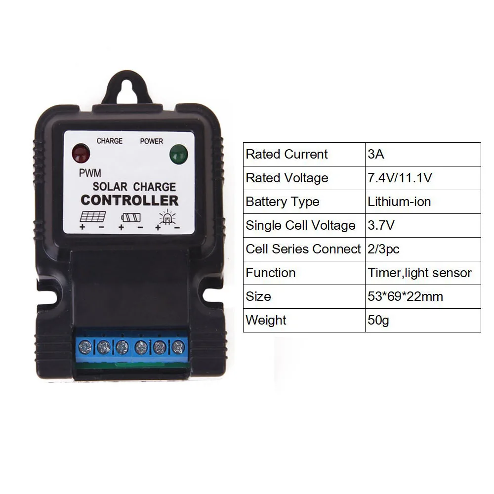 12/24V Солнечный Зарядное устройство контроллер PWM 10A 3A 6V 18650 литий-ионный LiFePO4 Батарея регуляторы зарядного устройства PV - Цвет: 3A 7.4V 11.1V