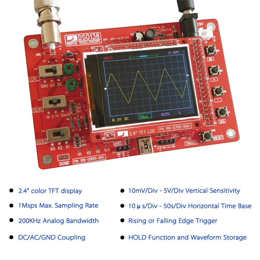 KKMOON DSO138 2," TFT карманный размер цифровой осциллограф комплект diy части ручной+ акриловый DIY чехол оболочка для DSO138