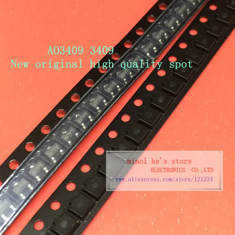 

[ 50pcs/1lot ]100%New original; AO3409 AO3409L 3409 3409L - MOSFET P-Channel 30V 2.6A SOT23