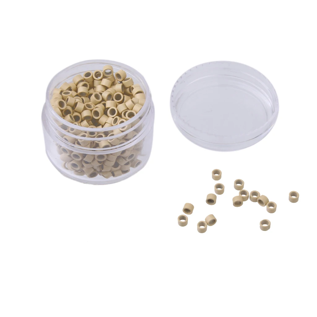 Hot Selling 500Pcs 5mm  Aluminum Micro Nano Rings Beads for Hair Extensions Beige High Quanlity tightly after pinched 