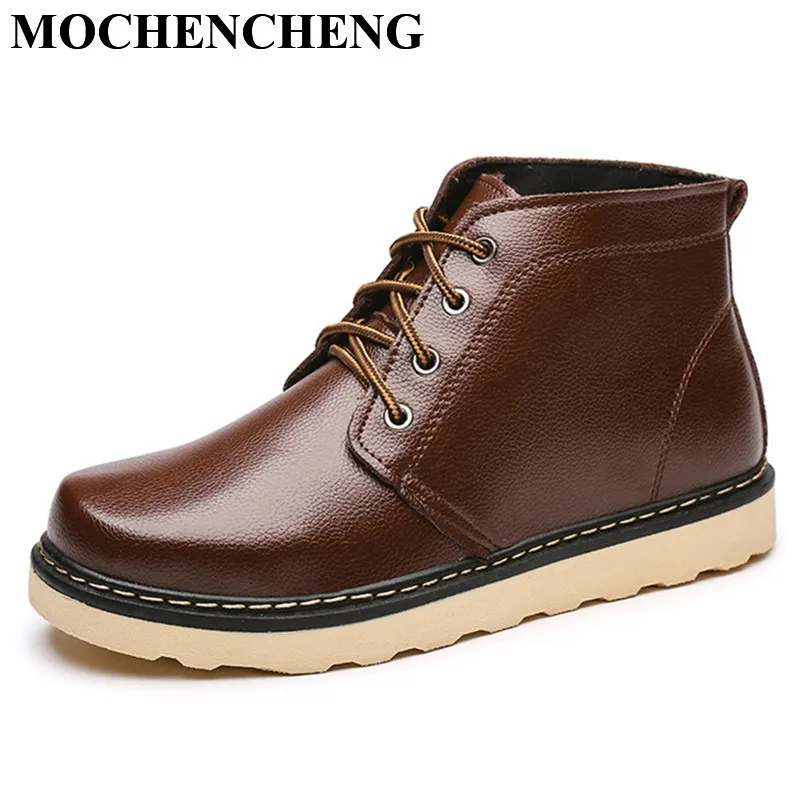 New High Top Shoes Men Tooling Boots with Fur Winter Warm Fleeces Lace-up Ankle Soft Wear Resistant Anti-skid Retro Solid | Обувь
