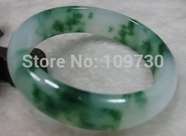 

hot sell909264 NATURE BEAUTIFUL GREEN WHITE JADE JADEITE BRACELET BANGLE 60MM