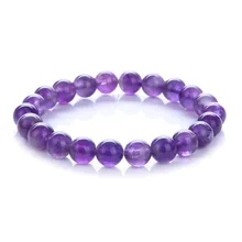 Новые простые 8 мм фиолетовые растягивающиеся браслеты для женщин со вставками из натурального камня Йога браслет-четки pulseras mujer модные ювелирные изделия подарок