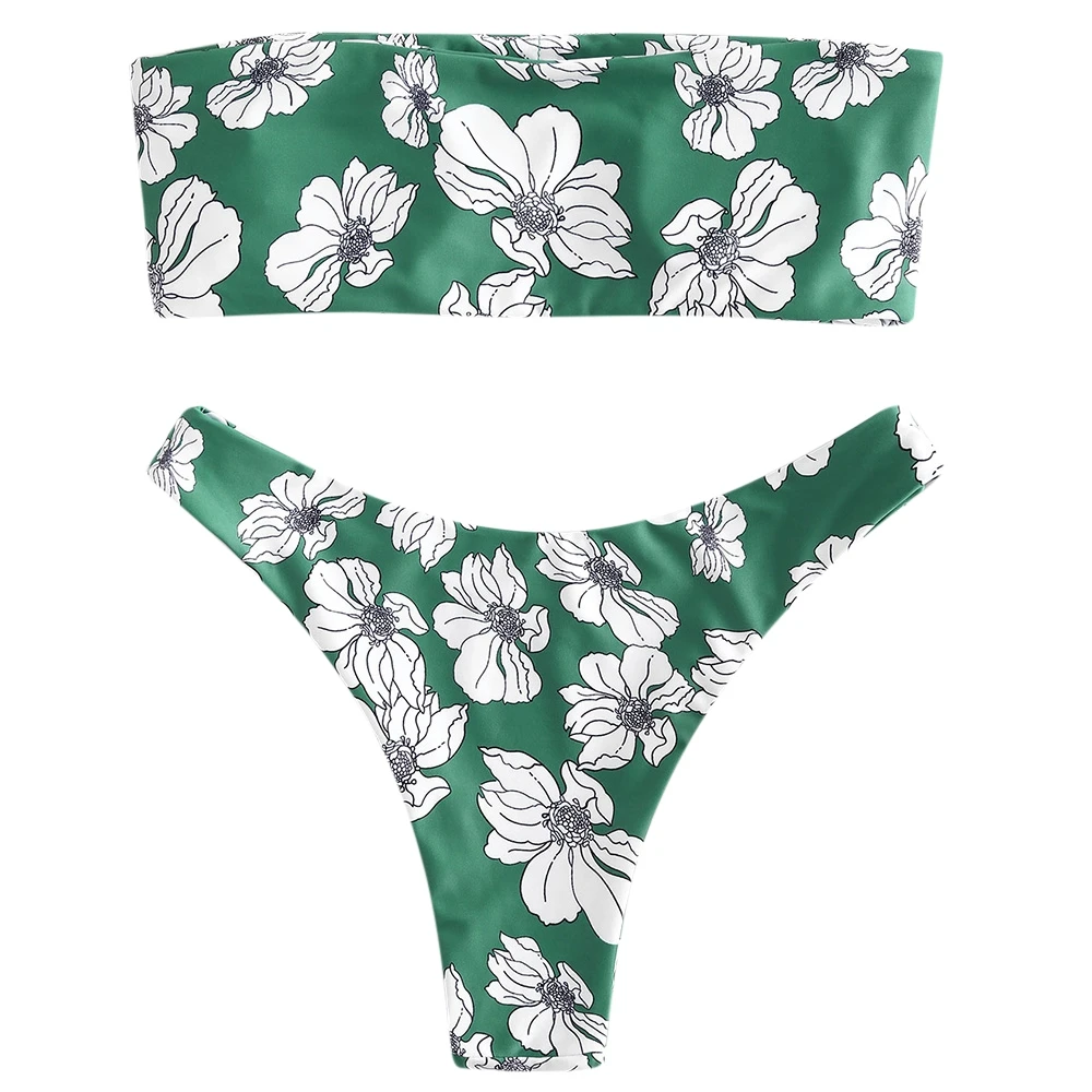 

Women Sexy Floral Printed Bandeau Bikini top Brazilian Bikini Swimsuit Push-Up Padded Swimming Suit For Women Ladies swimwear