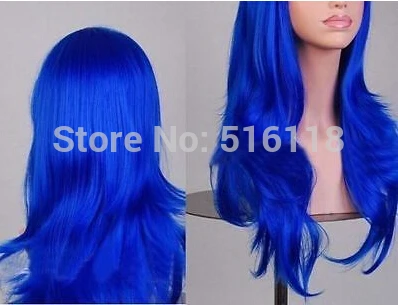 Мода синий длинные волнистые парик аниме RPG парики|wig clamp|wig cardwig cosplay |