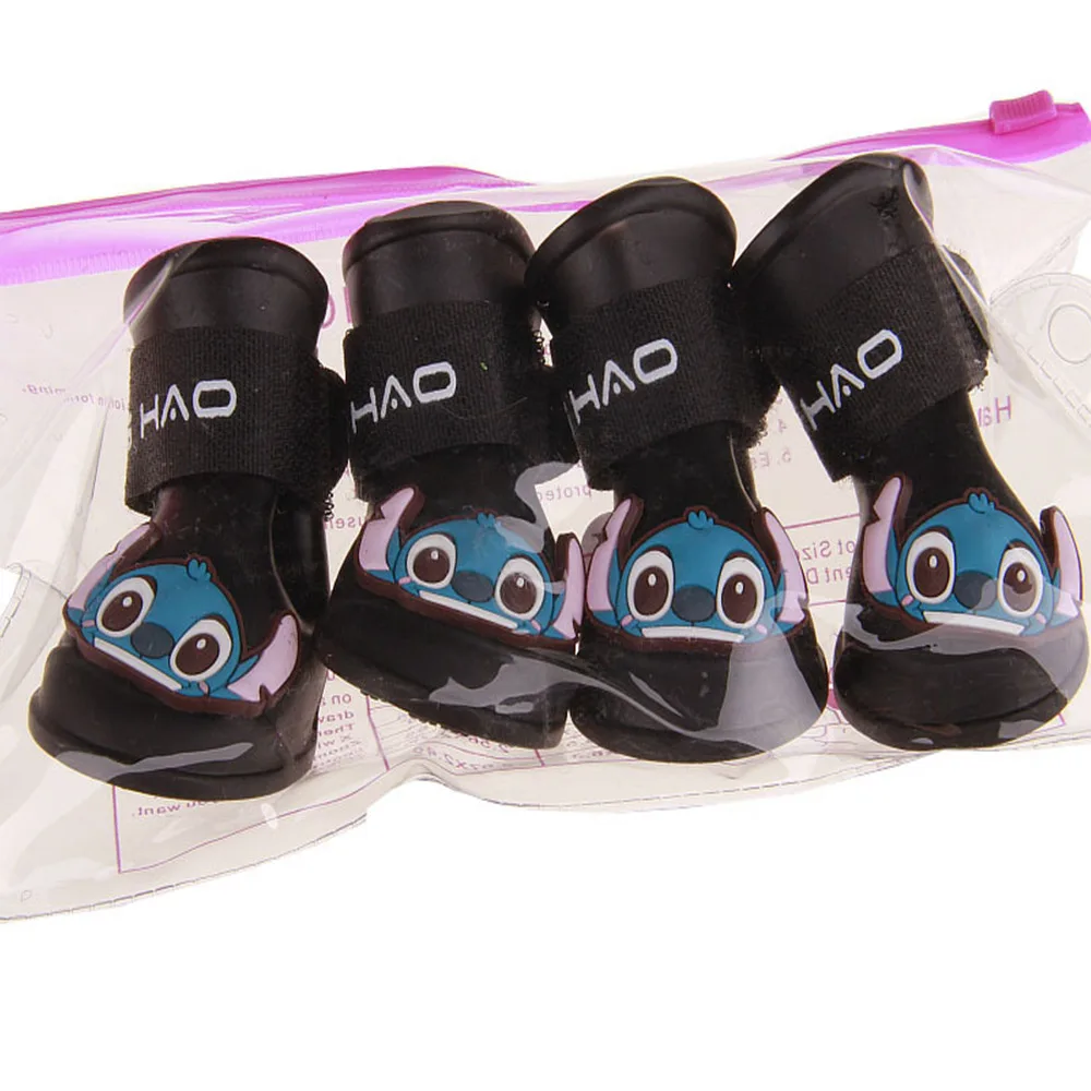 4pcs/lot S/M/L Pet Dog Rain Shoes for Dogs Booties Rubber Portable Anti
