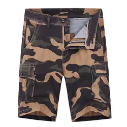 Для мужчин внешней торговли Camo Jogger мужские шорты в повседневном стиле мульти-карман из чистого хлопка Молодежные прямые камуфляж грузов