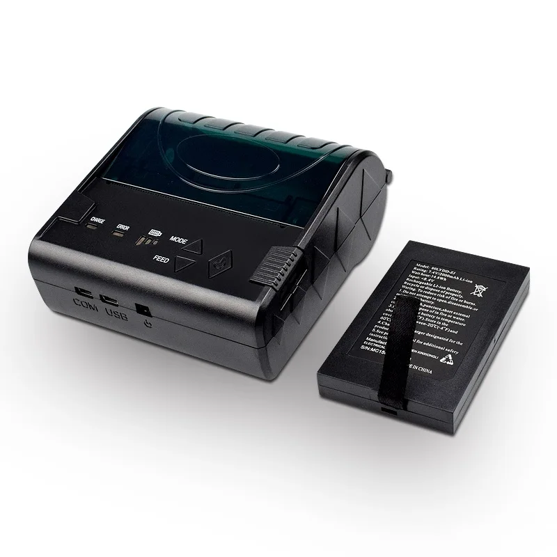 الباركود المحمولة طابعة بلوتوث الحرارية POS مع 2000Amh بطارية 90 مللي متر/ثانية USB اللاسلكية طابعة محمولة ل 80 مللي متر الحرارية ورقة