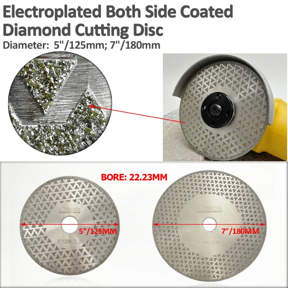 DIATOOL 2 шт. обе стороны покрытием diamond blade мраморный гранит гальванические алмазные режущие и шлифовальный диск (7 "+ 5 ") диаметр цилиндров 22,23