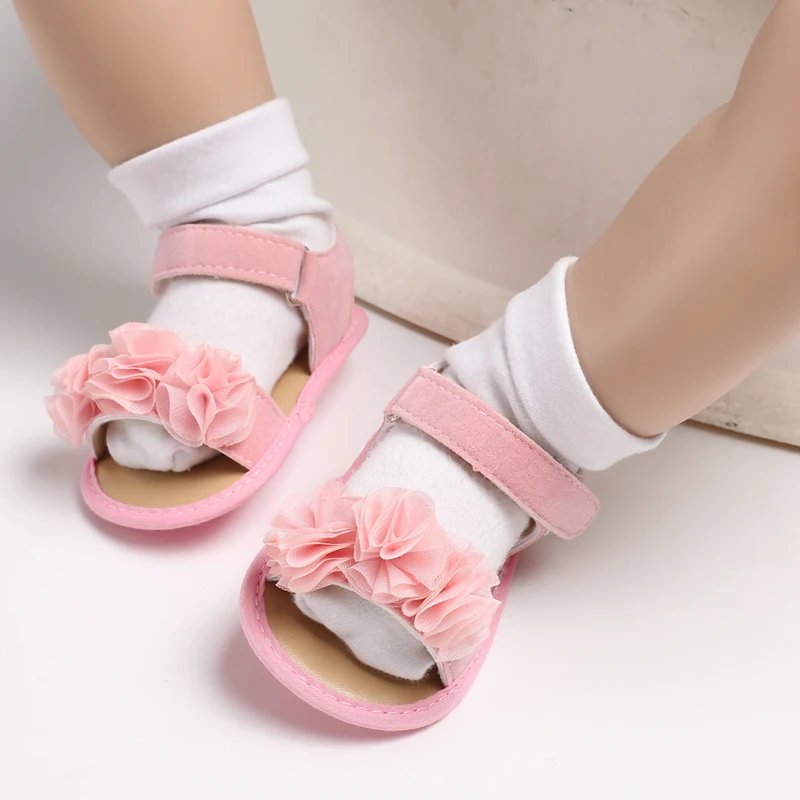 Baby Girl Soft Sole Flower Appliques Sandals Shoes 0-18M