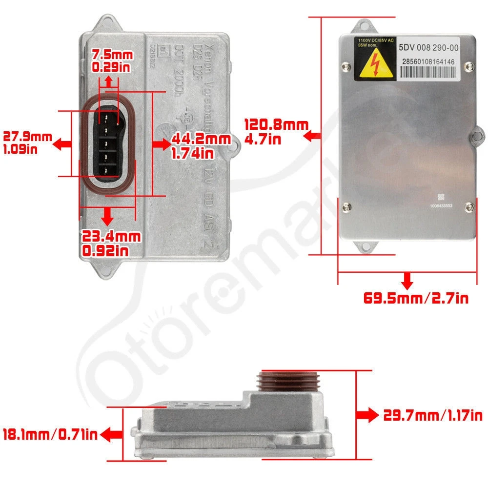 2x12 в 35 Вт D2R D2S OEM HID ксеноновая фара балласт блок управления номер детали 5DV 008 290 00